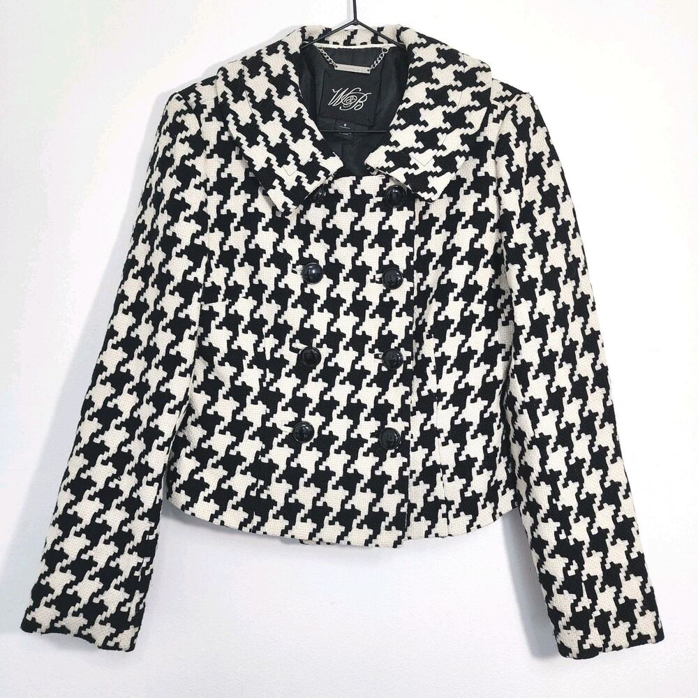 White House Black Market Womens Cropped Blazer Sz. 8 Tweed Lined Single Breasted